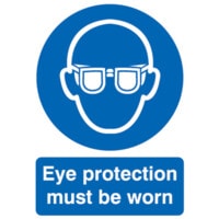 Eye Protection Must Be Worn Rigid PVC Sign - 200 x 300mm