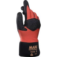 Nitrile Coated Gloves, Shock Absorbing, Black/Orange, Size 8