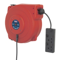 Cable Reel System Retractable 15m 2 x 230V Socket