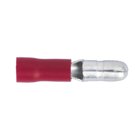 Bullet Terminal 4mm Male Red, Pack of 100