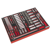 Tool Tray with Socket Set 91PC 1/4", 3/8" & 1/2" Sq Drive
