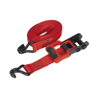 Ratchet Tie Down 32mm x 4.9M Polyester Webbing with J Hooks 1200kg Load Test - 2 Pairs