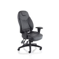 Task Operator Chair with Height Adjustable Arms Black Leather