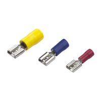 Yellow Insulated Female Push On, 6.3mm Width, 0.8mm Tab, 4.0mm-6.0mm Cable, Pack of 100