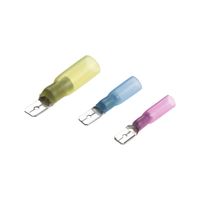 Red Insulated Lined Heat Shrink Male Tab, 6.3mm, 0.5mm-1.5mm Cable, Pack of 100