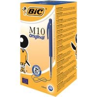 Bic M10 Clic Retractable Ballpoint Pen 1mm Tip 0.32mm Line Blue (Pack 50)