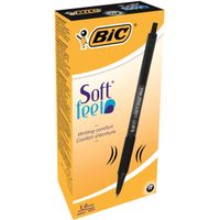 Bic SoftFeel Clic Retractable Ballpoint Pen 1mm Tip 0.32mm Line Black (Pack 12)