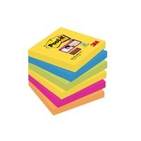 Post-it Super Sticky Notes 76x76mm 90 Sheets Carnival Colours (Pack 6) 7100147841