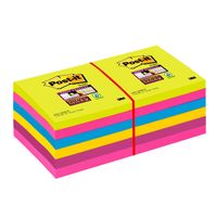 Post-it Super Sticky Notes 76x76mm 90 Sheets Ultra Colours (Pack 12) 654-12SSUC