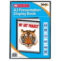 Tiger A3 Presentation Display Book 40 Pocket Black