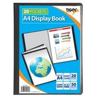 Tiger A4 Presentation Display Book 20 Pocket Black