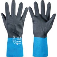 Chemical Resistant Gloves, Neoprene, Black/Blue, Size 10 - GLB9611225J