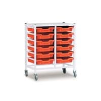 Double Adj Trolley 850mm Set 01 Silver with Grey Trays