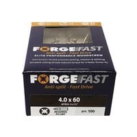 ForgeFast Pozi Compatible Elite Performance Wood Screw ZY 4.0 x 60mm Box 100 FORFFP460Y