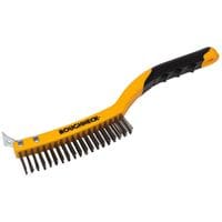 Stainless Steel Wire Brush Soft Grip with Scraper 355mm (14in) - 3 Row ROU52032