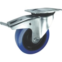 22 Ser' Swivel Plate with Brake Nylon/Rubber Castor 100mm