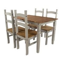 Corona Grey Rectangular Dining Table & 4 Chair Set - CRGTBSET2