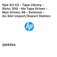 Hpe Esl G3 - Tape Library - Slots: 300 - No Tape Drives - Max Drives: 96 - External - 24-Slot Import/Export Station