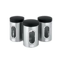 Kitchen Canisters Set of 3 Silver Stainless Steel Kzocs