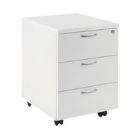 Mobile Under Desk Pedestal 3 Door White - KF74768