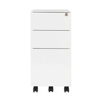 Steel Slimline Under Desk Pedestal 3 Drawer White - KF98516