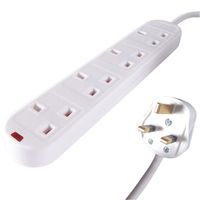 UK 4-Gang Mains Power Surge Protected Extension Block 2m 27-4020s