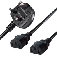 2.5m Mains Splitter Cable Plug to 2x C13 Sockets 27-0115B