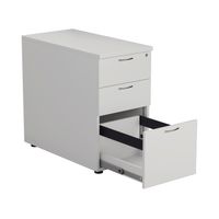Desk High 3 Drawer Pedestal 800mm Deep White - KF79932