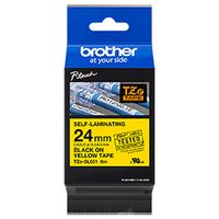 TZESL651 24mm Black on Yellow Self Laminating Tape