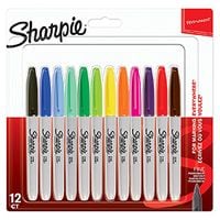 2065404 12 Pk Permanent Markers Fine Point Assorted Colours