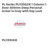 PL Series PL1133GGK 1 Column 1 Door 300mm Deep Personal Locker in Grey with Key Lock