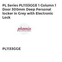 PL Series PL1133GGE 1 Column 1 Door 300mm Deep Personal Locker in Grey with Electronic Lock