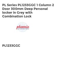 PL Series PL1233GGC 1 Column 2 Door 300mm Deep Personal Locker in Grey with Combination Lock