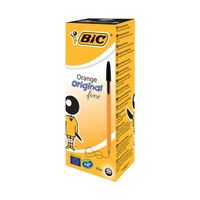 Bic Orange Barrel Original Fine Tip Ballpoint Black Pens 20's
