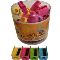 Pencil Sharpener, Plastic, Mixed Colours, Pack of 50