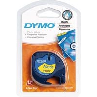 LetraTag Clear Plastic Tape 12mmx4m Black on Yellow S0721620