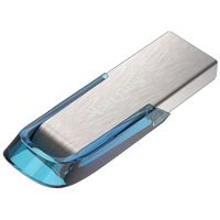 Ultra Flair 64GB USB 3.0 Tropical Blue and Silver Capless Flash Drive 150 Mbs Read Speed