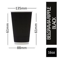 16oz Triple Walled Black Ripple Paper Cups 25's