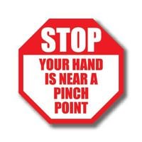 Durastripe Octagone Sign - Stop Your Hand Is Near A Pinch Point 20cm