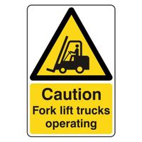 Caution - Fork Lift Trucks Operating Sign Label
