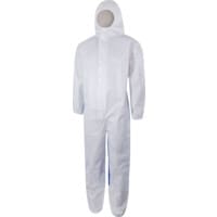 Dual White/Blue Hooded Type 5&6 Coverall (XL)