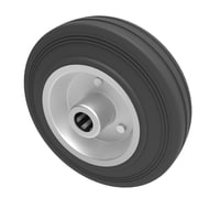 Black Rubber Pressed Steel 125mm Roller Bearing Wheel 90kg Load BZMM125WBSRB
