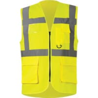 Hi-Vis Vest, Yellow, 2XL, Zipper Closure, Polyester