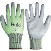 Seamless Nylon PU Palm Coated Cut D Gloves Grey/Green SZ-6
