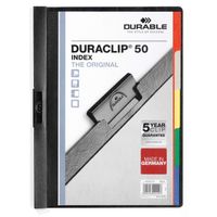 Duraclip Index 50 Sheet Document Clip File Folder, 25 Pack, A4 Black