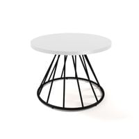 Figaro Coffee Table with Black Spiral Base - White