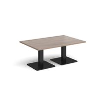 Brescia Rectangular Coffee Table with Flat Square Black Bases 1200mm X 800mm - Barcelona Walnut