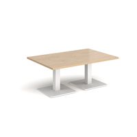 Brescia Rectangular Coffee Table with Flat Square White Bases 1200mm X 800mm - Kendal Oak