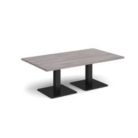 Brescia Rectangular Coffee Table with Flat Square Black Bases 1400mm X 800mm - Grey Oak