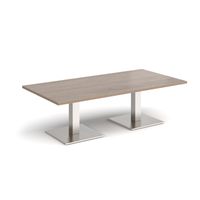 Brescia Rectangular Coffee Table with Flat Square Brushed Steel Bases 1600mm X 800mm - Barcelona Walnut